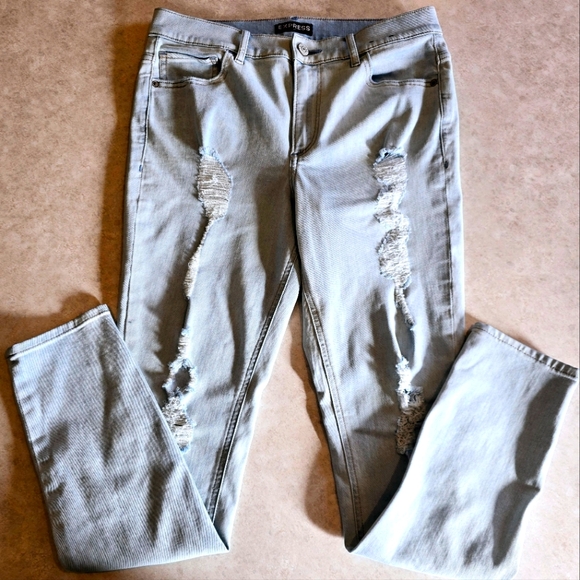 Express High Rise Distressed Denim Legging Size10 - Picture 3 of 6